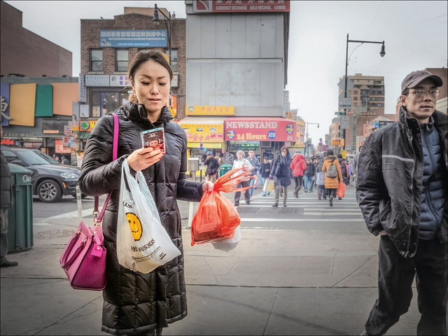 Vibrant New York City Chinatowns (Gallery) 14 Flushing - Main Street Station, View at Street Level, Main Street at Roosevelt Avenue 2015.01.03